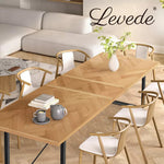 Levede Dining Table Extendable Rectangle Wooden Home Kitchen Seater Steel Frame