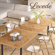 Levede Dining Table Extendable Rectangle Wooden Home Kitchen Seater Steel Frame