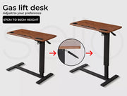 Levede Mobile Standing Desk Foldable Bed Side Table Gas Lift Stand Computer