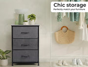 Levede Storage Cabinet Tower Chest of Drawers Dresser Tallboy 3 Drawer Bedside