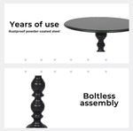 Levede Side Table Vintage End Round Tabletop Steel Base Nightstand Antique Black