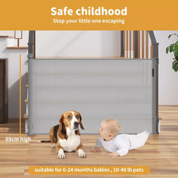 Bopeep Baby Safety Gates Mesh Retractable Pet Stair Doorways Guard 150Cm - White