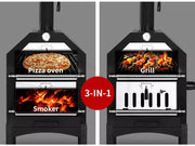 3in1 Pizza Oven Charcoal BBQ Grill Steel Smoker Outdoor Portable Barbecue Camp
