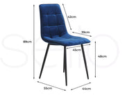 Levede 4x Dining Chairs Kitchen Velvet Chair Lounge Room Retro Padded Seat Blue