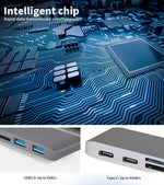 USB 3.0 Type-C HUB 6 Port Powered Adapter High Speed Splitter for Macbook pro