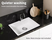 Granite Kitchen Sink Laundry Stone Sinks Undermount Single Bowl 59cmx45cm White