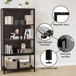 Stacked Tempered Glass Display Cabinet 4Tier Clear Showcase Bookcase Steel Frame