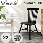 Levede 2x Dining Chairs Kitchen Winsor Chair Natural Wood Cafe Lounge Black