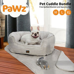 Pawz Pet Bed Set Calming Warm Soft Blanket Cushion Sleeping Kennel Grey Large