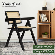 Levede 1x Armchair Dining Chair Wicker Wooden Chairs Rattan Accent Lounge Seat