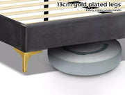 Levede Bed Frame Double Queen Velvet Mattress Base Platform Wood Headboard