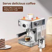 Spector Coffee Machine 20 Bar Espresso Cappuccino Maker Frother LCD Pre-soaking