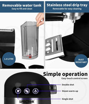 Spector Coffee Machine Espresso Latter Cappuccino Flat White Maker (Black Color)