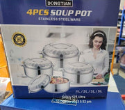 4x Premium Quality Stainless Steel Food Warmer Casserole Hot Pot 1L/2L/3L/5L