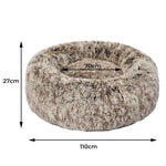 Pawz Pet Bed Cat Dog Donut Nest Calming Mat Soft Warm Plush Kennel Brown 110cm