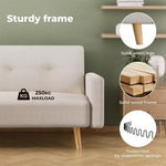 Levede Convertible Sofa Bed Cotton Linen  Lounge Adjustable 3-Seater Sleeper