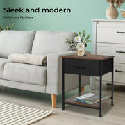 Levede Bedside Tables End Table Storage Cabinet Chest of Drawer Rustic Brown
