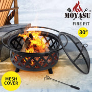 Moyasu Fire Pit BBQ Grill Fireplace Outdoor Portable Camping Heater Patio Garden