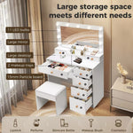 Levede Dressing Table Stool Set Mirror Vanity LED Bulbs  Makeup Desk Drawers