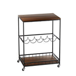 Levede Vintage Bar Cart - Wooden Mobile Drink Trolley with Wine Rack for Parties