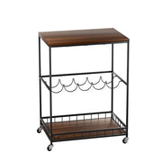 Levede Vintage Bar Cart - Wooden Mobile Drink Trolley with Wine Rack for Parties