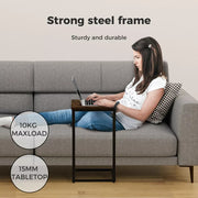 Levede C-shaped End Table Side Sofa Coffee Wood Overbed Laptop Table Industrial