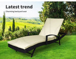Levede Outdoor Sun Lounger Furniture Wicker Lounge Garden Patio Bed Cushion Pool