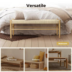 Levede 1x Wicker Bench Dining Chair Wooden Kitchen Natural Lounge Bedroom Cafe