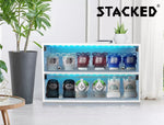 Stacked Shoes Storage Cabinet LED Sneaker Display Case Stackable Rack Lighted