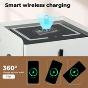 Levede Smart Bedside Table Side Drawer Phone Wireless Charging USB Port Speaker
