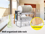 Toque Dish Rack Drying Drainer Cup Holder Cutlery Tray Kitchen Organiser 3 Tier