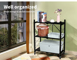 Levede Foldable Storage Shelf Display Rack Bookshelf Shelves Wheel Collapsible