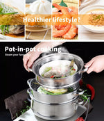 Toque Stainless Steel Steamer Pot Home Kitchen Cookware Tool Hot Pot 3/4 Tier
