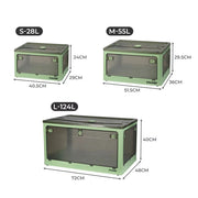 Storage Container Stackable Plastic Organiser Box Foldable 5 Side Open Lid Wheel