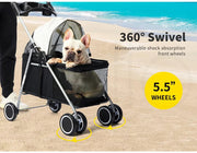 Pawz Pet Stroller Dog Cat Large Carrier Travel Pushchair Foldable Pram 4 Wheels