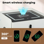 Levede Bedside Drawers Side Table Wireless Charging LED Light Bluetooth Speaker
