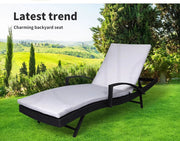 Levede Sun Lounger Wicker Lounge Outdoor Furniture Garden Patio Bed Cushion Pool