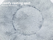 Pawz Pet Dog Calming Bed Warm Soft Plush Round Comfy Sleeping 80cm Light Grey