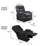 Levede Recliner Chair Electric Lift Chairs Armchair Lounge Fabric Sofa USB Grey