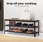 Levede 3-Tier Shoe Rack Bench Storage Cabinet Organisers Industrial Steel 100cm
