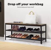 Levede 3-Tier Shoe Rack Bench Storage Cabinet Organisers Industrial Steel 100cm