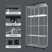 Stacked Display Cabinet Tempered Glass Show Case Floor Standing 4 Tier Shelves