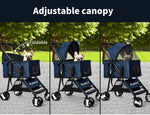 Pawz Large Pet Stroller Dog Cat Carrier Travel Pushchair Foldable Pram 4 Wheels