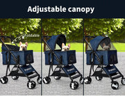Pawz Large Pet Stroller Dog Cat Carrier Travel Pushchair Foldable Pram 4 Wheels