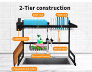 Toque Dish Rack Over Sink Drying Drainer 2 Tier Plate Cup Organizer Steel 65CM
