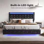 Levede Floating Bed Frame Double Queen with Headboard LED Lights Mattress Base
