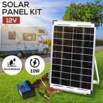 12V 10W Solar Panel Kit Mono Backup for Caravan Car Battery Charging Controllers