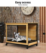 Pawz Wooden Wire Dog Kennel Side End Table Steel Puppy Crate Indoor Pet House XL