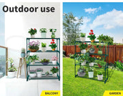 Levede 2x 4 Tier Plant Stand Shelves Garden Steel Storage Shelf Steel Frame