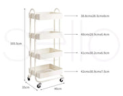 Levede 4 Tiers Kitchen Trolley Cart Steel Storage Rack Shelf Organiser White